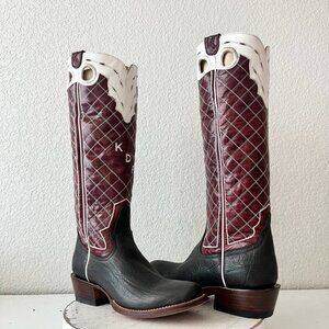 Rod Patrick Womens Cowboy Boots 8 Black Burgundy Western Cowgirl Knee High Tall